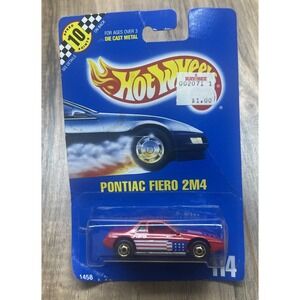 VERY RARE HOT WHEELS  1990‎ #114 Pontiac Fiero M24 BLUE CARD HOG wheel